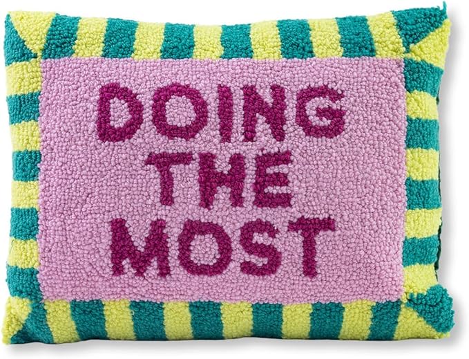 FURBISH Hook Decorative Throw Pillow - Doing The Most - 12"x16" - Small Embroidered Designer Pillow for Living Room, Couch, Sofa, Chair & Bed - Eclectic Home Decor
