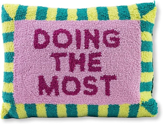 FURBISH Hook Decorative Throw Pillow - Doing The Most - 12"x16" - Small Embroidered Designer Pillow for Living Room, Couch, Sofa, Chair & Bed - Eclectic Home Decor