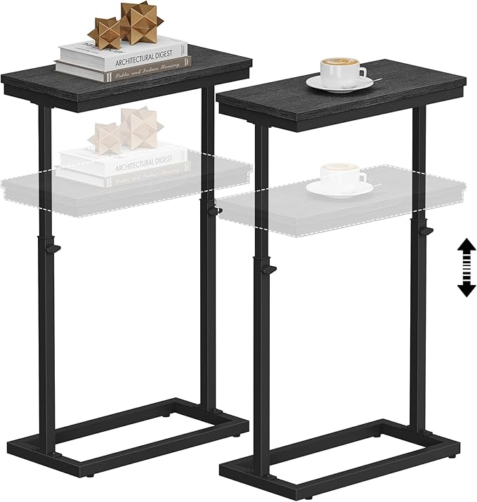TUTOTAK End Table, Side Table, Tall Couch Table, Sofa Table, Living Room, Bedroom, Black TB01BK0832