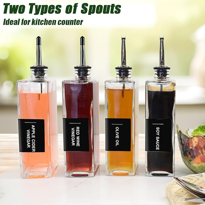 Olive Oil Dispenser Bottle for Kitchen,17 oz Oil and Vinegar Dispenser Set, Cooking Oil Dispenser, Glass Container, Coffee Syrup Bottles