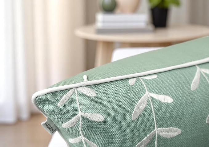 VAGMINE Embroidered Lollipop Pillow Cover - 18x18 Inches Square - 100% Cotton Light Teal Decorative Cushion Cover - Modern Textured Embroidery - Elegant Accent for Sofa, Bed, Living Room