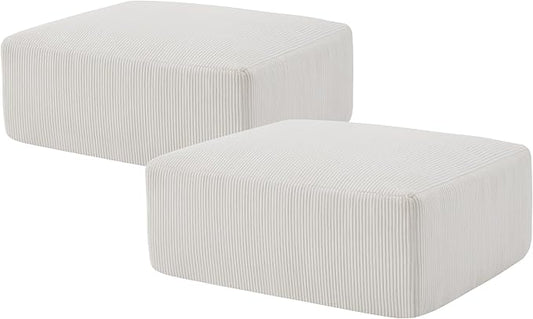 40" Square Stuffed Ottoman Pouf for Sofa Couch, Corduroy Poufs with Foam Chunk Filling, Furry & Fluffy Foot Stool Movable Ottoman. 40 * 31 Floor Poufs Foot Rest for Living Room, Beige