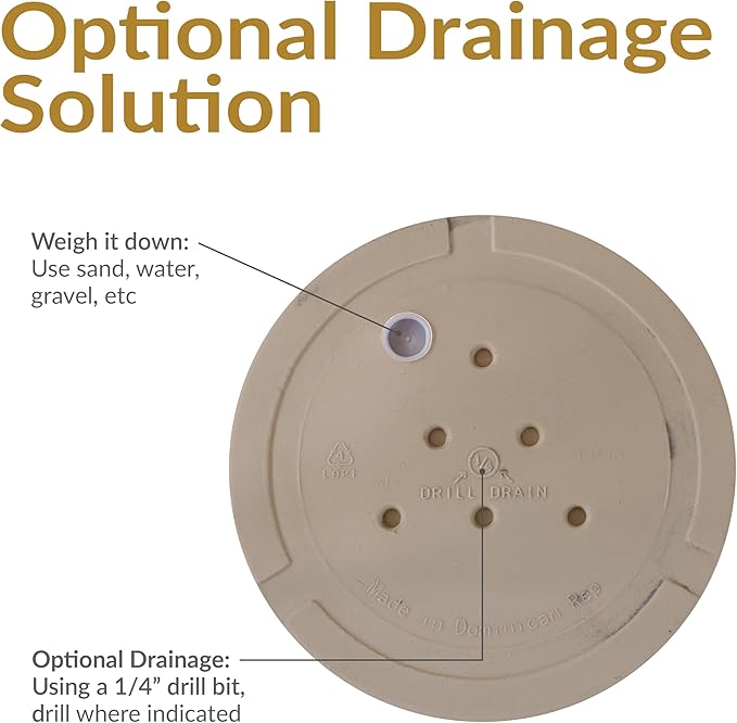 Sunnydaze 19.5-Inch Arabella Large Plant Pot - Polyresin Round Outdoor Planter with Drillable Drainage Holes - Beige