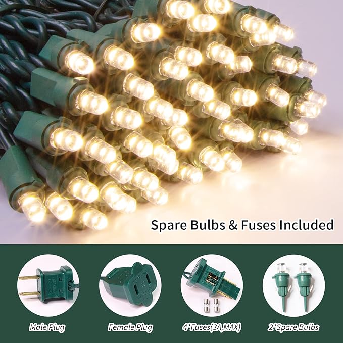 100 Count Warm White - String Lights - 21.6FT LED Christmas Lights, Mini led Lights for Indoor Outdoor Home Holiday Party Wedding Independence Day Decoration