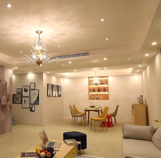 Ganeed Crystal Chandeliers,Vintage Pendant Lighting Crystal Chandelier Lighting Fixtures with 8 Lights,Ceiling Light Fixture for Living Room Bedroom Restaurant Porch Hallway (Gold)