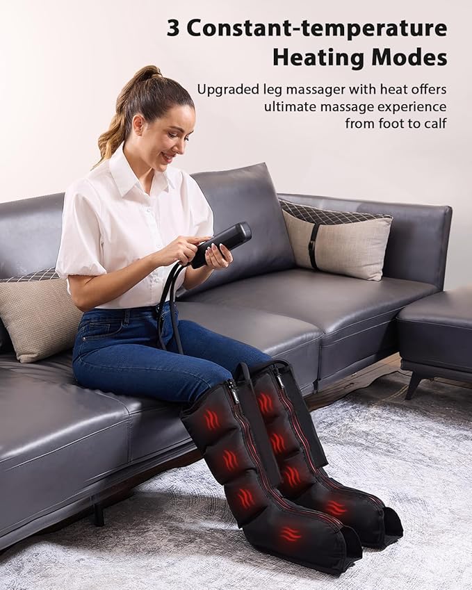 CINCOM Leg Massager with Heat and Compression for Circulation and Pain Relief Foot and Leg Massager Birthday Gifts for Women Men