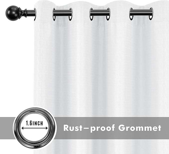 HolidayIdeas 4 Panels Linen Outdoor Curtains for Patio Waterproof White Curtains 84 Inch Length-Outside Curtains Weatherproof, Privacy for Pergola, Porch, Gazebo-54 Wide x 84" Long
