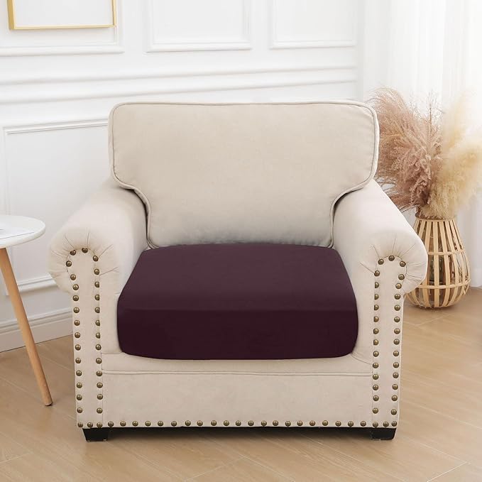 hyha Waterproof Couch Cushion Covers, Stretch Sofa Couch Seat Slipcover for Dog Washable, Non-Slip Waterproof Outdoor Cushion Covers for Patio Furniture Replacement (1 Piece for Small, Chocolate)