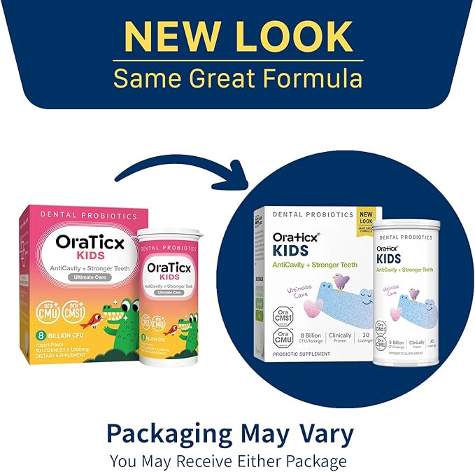 Kids Dental Probiotics for Anti-Cavity + Healthy Teeth and Gums, 8 Billion CFU Probiotics for Oral Health, Yogurt Flavor 1-PK