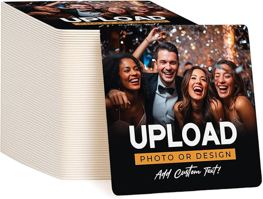 60 Pack Personalized Drink Coasters, Custom Cardboard Coasters with Photo and Text, Design Your Own Coaster for Events, Parties, Bars, and Unique Gifts, 3.95" Square, Design 7
