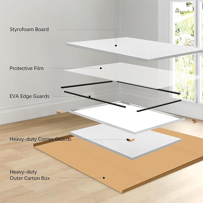 Silver Bathroom Mirror, 36x60 Inch Rectangular Deep Frame Mirror, Large Wall Mounted Bathroom Vanity Mirror Over Sink for Bedroom,Restroom, Living Room, Hangs Vertically or Horizontally