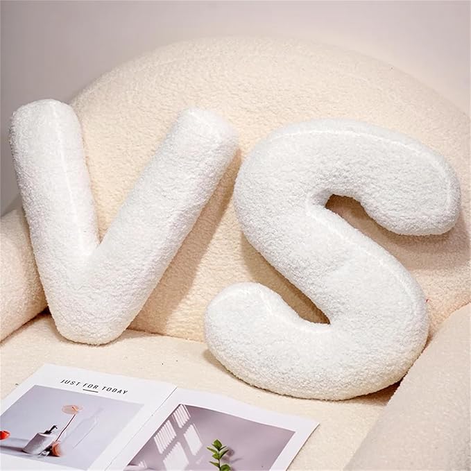 MOJUN Letter Plush Pillow, Soft Sofa Cushion Nursery Decor Kids Room Throw Pillow Cute A to Z Initial Letter Pillow Alphabet Cushion for Sofa Couch Living Room Bed Car Decoration, N