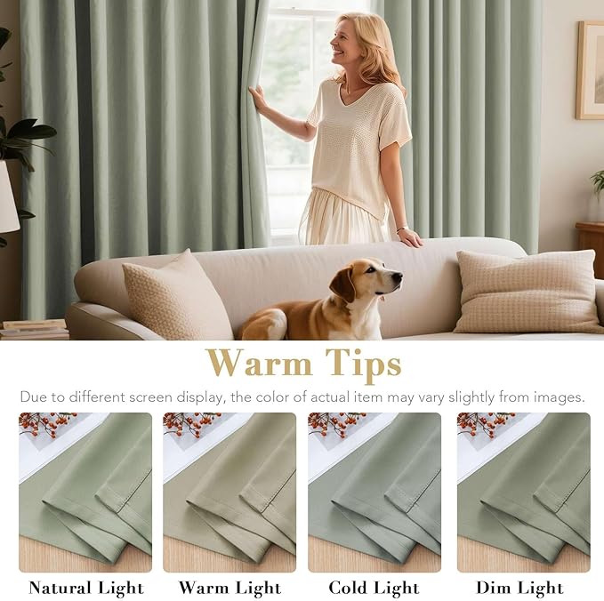H.VERSAILTEX Bedroom Curtains Blackout Thermal Insulated Room Darkening Window Treatment Extra Long Curtains/Drapes,Triple Weave Energy Saving Grommet Panels (Set of 2,52 by 108 - Inch,Light Sage)
