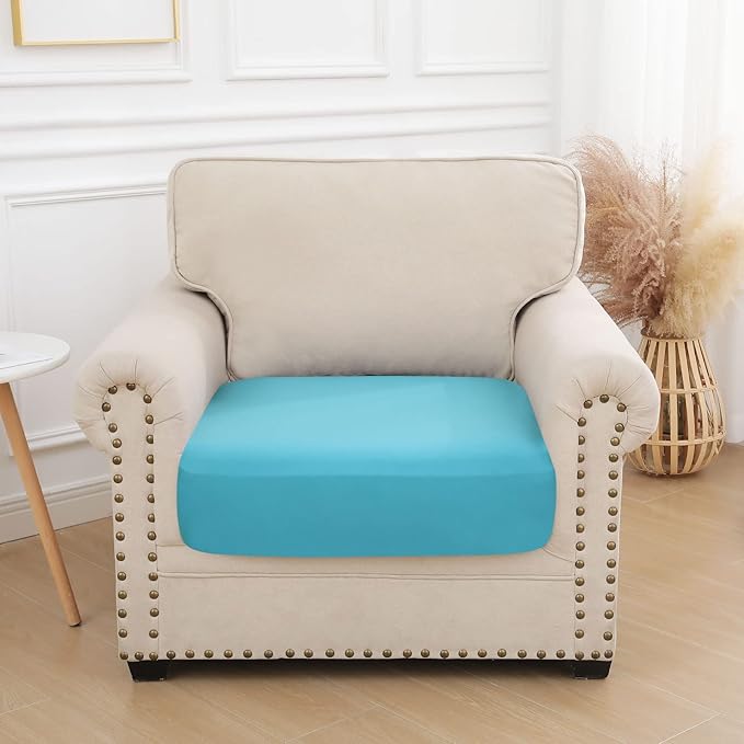 hyha Waterproof Couch Cushion Covers, Stretch Sofa Couch Seat Slipcover for Dog Washable, Non-Slip Waterproof Outdoor Cushion Covers for Patio Furniture Replacement (1 Piece for Small, Peacock Blue)