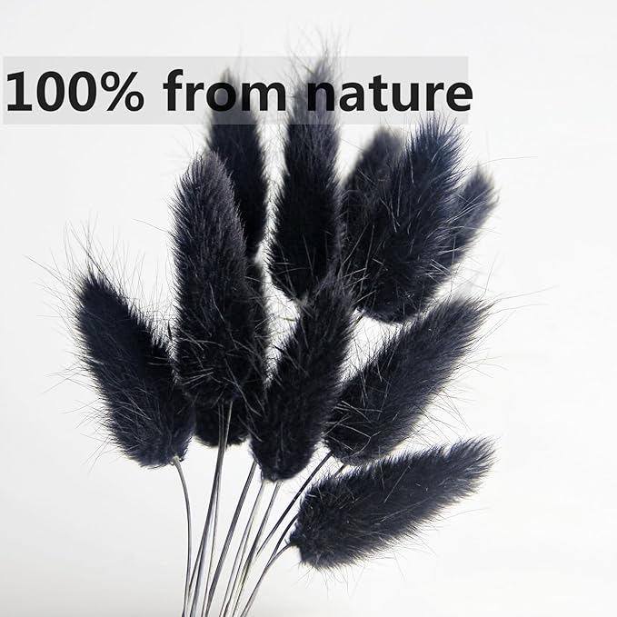 115 PCS Black Pampas Grass Bouquet, Boho Table Decor, Black Bunny Tails Dried Flowers, Dried Pampas Grass for Weddings, Home Decor, Rustic Parties, and Baby Shower Decorations