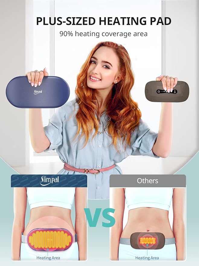 Slimpal Heating Pad for Period Cramps and Back Pain, FSA HSA Eligible, Plus-Sized Electric Heat Pad Portable Menstrual Heat Belt Pain Relief, 3 Timer Auto Off, Gifts for Her Women Girl Wife, Pink
