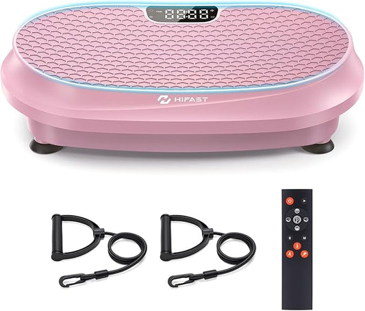 Curved Vibration Plate Exercise Machine, Vibrating Plate 400 lbs Capacity with 9 Auto Modes and 120 Adjustable Speeds, Large LED Display, Touch and Remote Control, Vibration Platform for Home