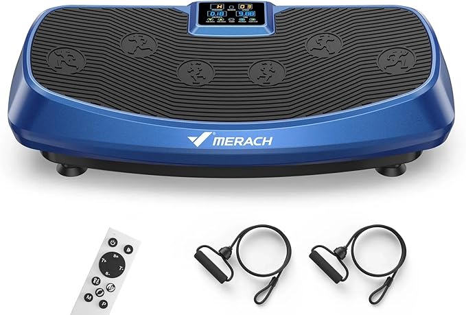 MERACH Vibration Plate Exercise Machine, 3D & 4D Vibration Plate with 2 Tension Ropes LED Display, Whole Body Vibration Platform for Women Men, Exercise Equipment for Home