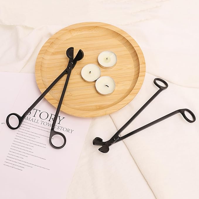 6-Piece Black Candle Wick Trimmer, Polished Wick Cutter Scissor, Premium 430 Stainless Steel Candle Wick Cutter, Wick Clippers Scissor for Elegant Candle Care