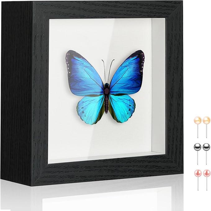 5x5 Shadow Box Picture Frame Display Case with Soft Linen Back-Thickened Panel,Small Mini Black Deep Shadow Memory Box Frame 5x5 for Insect Display Pet Photo Memorial Flower Craft