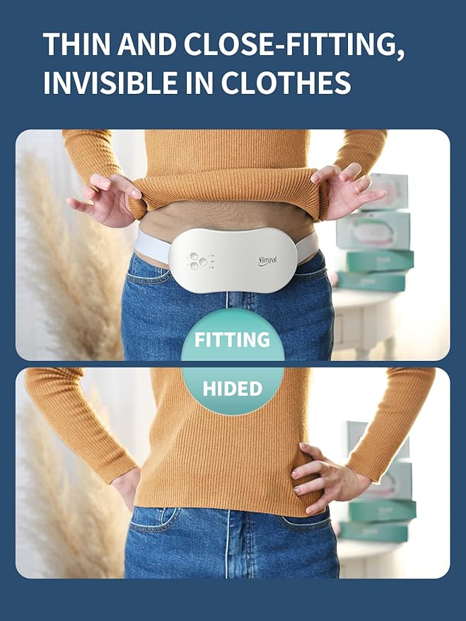 Slimpal Portable Heating Pad for Period Cramps, Electric Cordless Heating Pad for Menstrual Cramps Relief, 3 Timer Auto Off Setting, Wearable Heat Pad Belt Gifts for Her Women Girl Wife, Beige