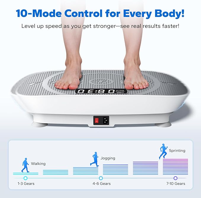 MERACH Slim Vibration Plate Exercise Machine, Vibration Plate for Lymphatic Drainage Weight Loss, Vibrating Plate with Real-Time Calorie Tracking on LED Display, Workout Equipment for Home Women Men