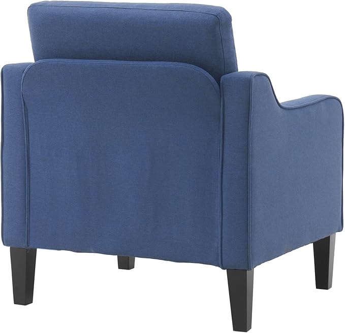 VINGLI Mid Century Modern Accent Chair, Navy Blue Fabric Accent Chairs for Living Room, Upholstered Armchair with Scooped Arms for Bedroom, Apartment, Studio, Office, Waiting Room