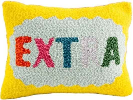 FURBISH Hook Decorative Throw Pillow - Extra - 12"x 16" - Small Embroidered Designer Pillow for Living Room, Couch, Sofa, Chair & Bed - Eclectic Home Decor