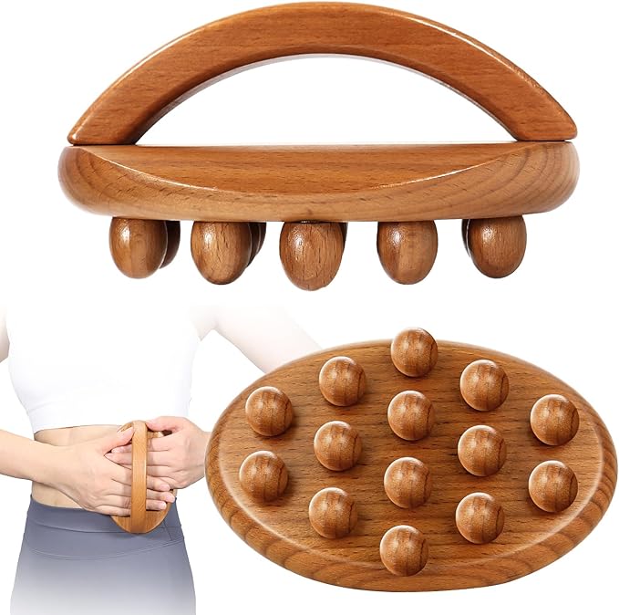 Wood Therapy Fascia Release Massage Tools, Manual Trigger Point Lymphatic Drainage Cellulite Massager, Wooden Massage Brush Gua Sha Body Sculpting Tool, Pain Relief and Body Shaping