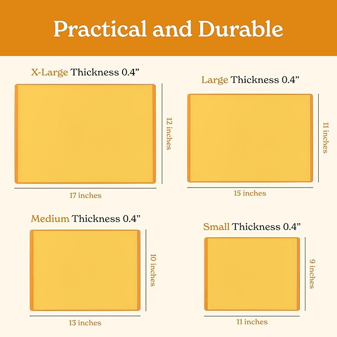 SMIRLY Plastic Cutting Board Set with Holder 4 Pieces, Non-Slip Dishwasher Safe Chopping Boards for Kitchen, Yellow