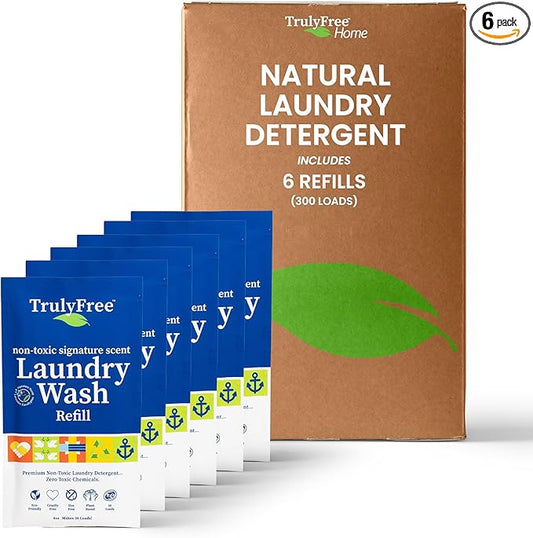 Laundry Detergent for Sensitive Skin | Gentle & Safe for Baby Clothes | Plant-Based | 6 Pack Refill Powder | Easy to Dissolve to Create a Liquid | Signature Scent (300 Loads)