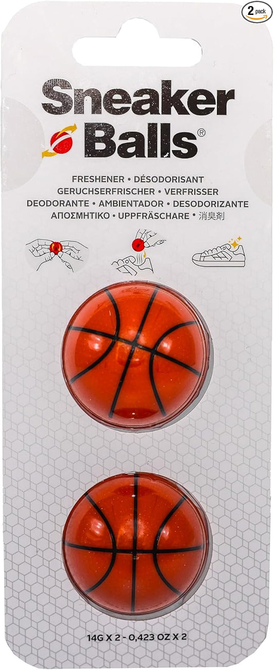 Sneaker Balls Odor-Fighting Shoe Fresheners, Eliminates Unpleasant Smells, Perfect For Sneakers, Gym Bags, Gear Bags, Drawers, Lockers, And More!, Basketball, 2 Pack