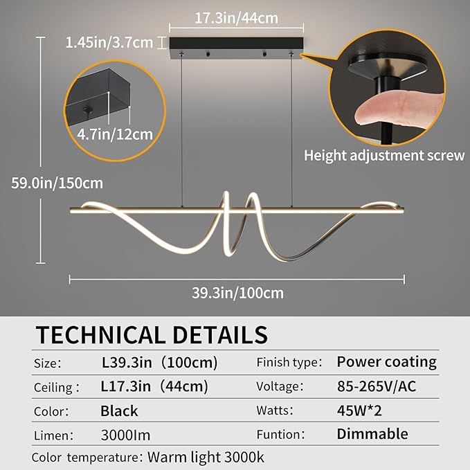 Modern Chandelier, Dimmable LED Pendant Light, Ring Chandelier for Living Room, Dining Room, Kitchen, Bedroom