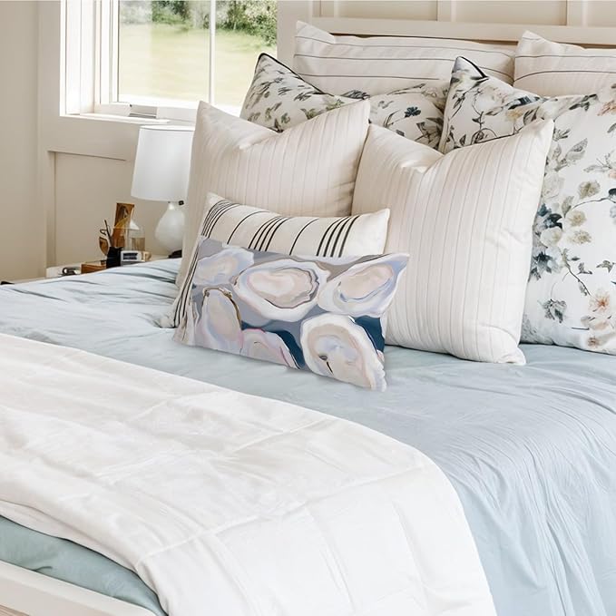 Coastal Beach Room Decor 12x20 Pillow Cover, Ocean Coastal Beachy Oyster Decorative Lumbar Pillow Covers for Bedroom Living Room Home Sofa Couch