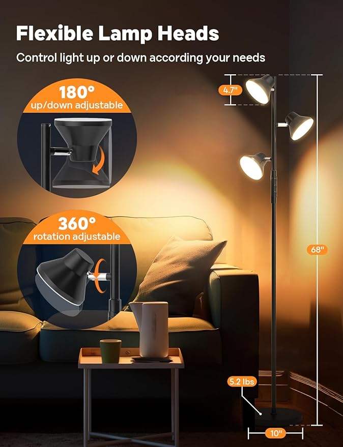 RGBCW Floor Lamp, 36W Bright Color Changing Lamp, Modern Stepless Dimmable LED RGB Floor Lamp with Remote & Touch Control, Standing Lamp for Living Room, Game Room, Bedroom