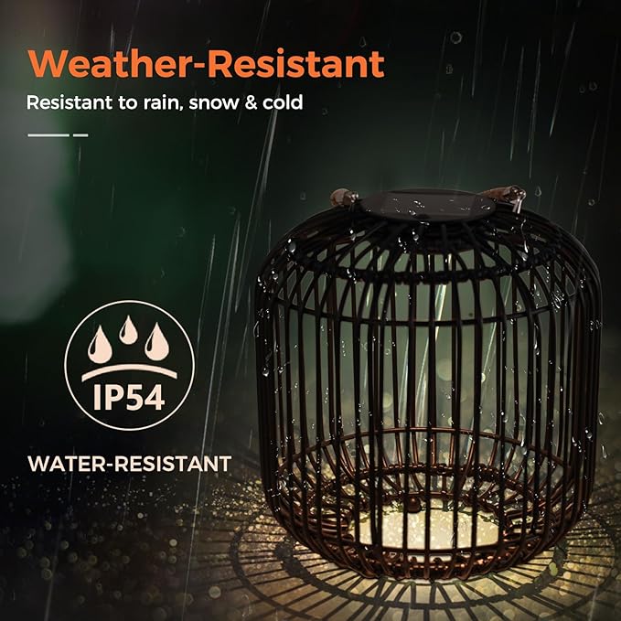 Solar Yard 2-Pack Outdoor Solar Lamp, Water-Resistant Lights for Outside Hanging Lantern Table Lamp Lights Decoration for Garden, Yard, Patio, Porch, Trees, Pathway, Black
