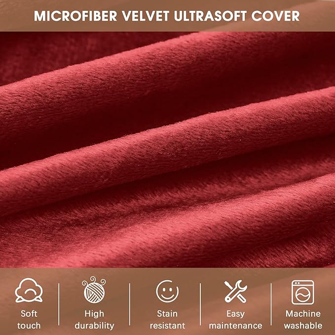 Bean Bag Chairs for Adults - Memory Foam Furniture BeanBag Chair - Kids/Teens Sofa with Soft Micro Fiber Cover - Round Fluffy Couch for Living Room Bedroom College Dorm - 4 ft, Red