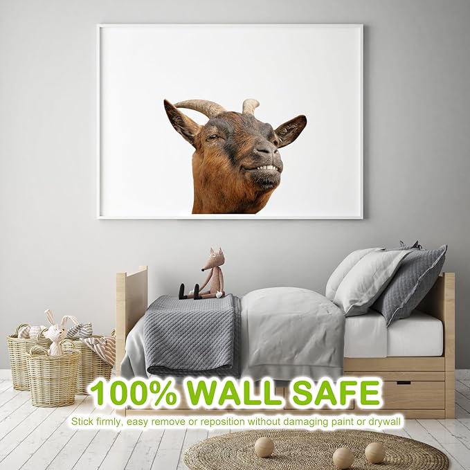Smiling Goat Window Stickers Decor Funny Wall Stickers Peel and Stick Cute Goat Animals Wall Decals Removable Funny Goat Wall Window Decor for Farmhouse Kitchen Door Closet