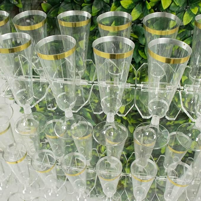 Tableclothsfactory 20 Pack | 3" Clear Acrylic Glass Holder Hooks for Double Side Display On Champagne Rack Stand