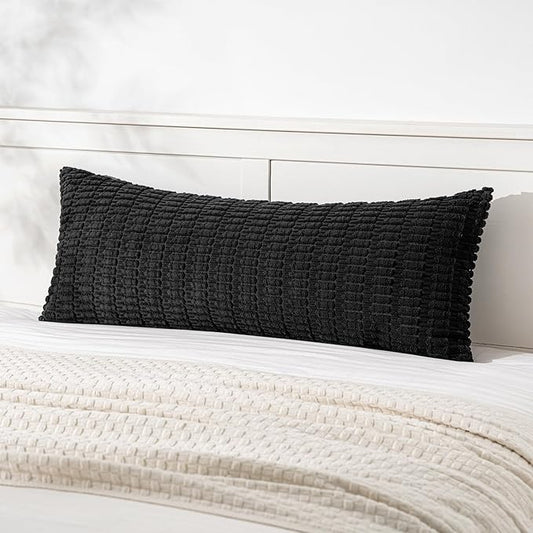 MIULEE Pack of 1 Black Long Body Lumbar Decorative Throw Pillow Cover 14x36 Inch for Halloween Bed Couch Sofa Living Room Soft Boho Pillow Cover Modern Farmhouse Home Decor