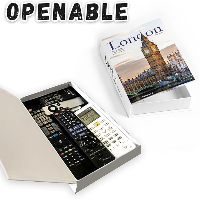 Decorative Storage Book Box – Hidden Storage for Remote Controls, Keys, and Small Items – Elegant Home Decor for Living Room, Bedroom, Coffee Table – Modern Style Faux Book Organizer (London)