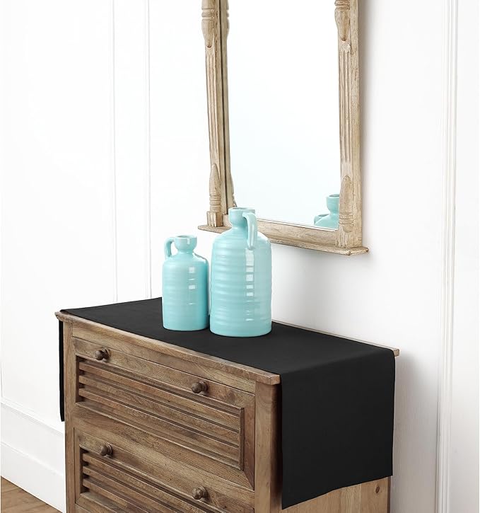 Solino Home Linen Black Table Runner 72 Inches Long - 100% Pure Linen Dining Table Runner 14 x 72 Inch for Fall, Autumn, Halloween, Thanksgiving - Fete