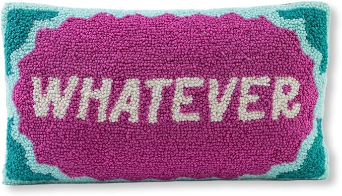 FURBISH Hook Decorative Throw Pillow - Whatever - 9"x16" - Small Embroidered Designer Pillow for Living Room, Couch, Sofa, Chair & Bed - Eclectic Home Decor