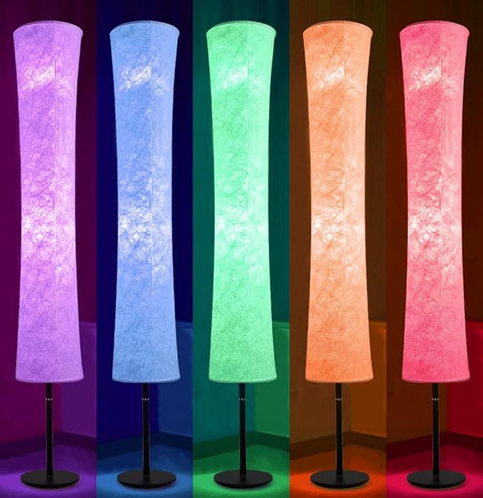 BLUEYE Floor Lamp,RGBCW 2700K-6500K,APP & Remote&Smart Voice Control, 2 X 60W Equivalent, No Hub Required,Compatible with Alexa Google Assistant, 60'' Standing Lamp for Bedroom, Similar Fabric