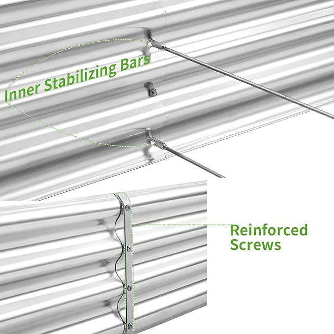 Land Guard 2 Pack 6×3×1ft Galvanized Metal Raised Garden Bed, Metal Planter Kit Box Outdoor for Deep-Rooted Vegetables, Flowers, Green and Herbs……