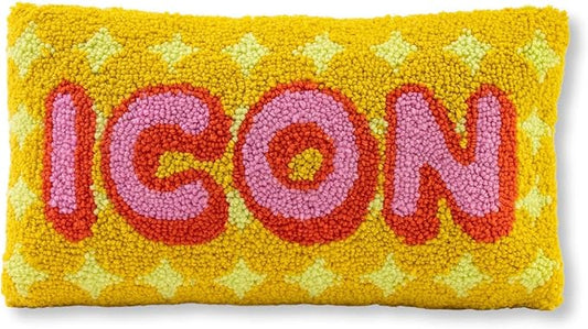 FURBISH Hook Decorative Throw Pillow - Icon - 9"x16" - Small Embroidered Designer Pillow for Living Room, Couch, Sofa, Chair & Bed - Eclectic Home Decor