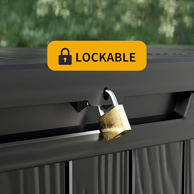 80 Gallon Deck Box, Outside Storage Box Waterproof for Outdoor Cushion Storage, Garden Tools, Resin Outdoor Storage Box, Black