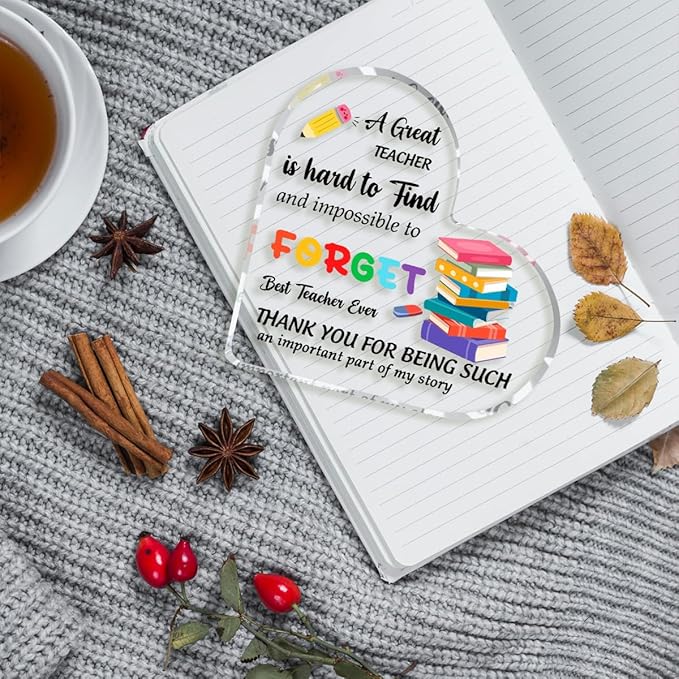 Teachers Day Graduation Season Opening Season Gifts Teacher Gifts Teacher Appreciation Gifts Best Teacher Gifts for Women Acrylic Heart for Her Coworker Friend Principal Educator Birthday Christmas