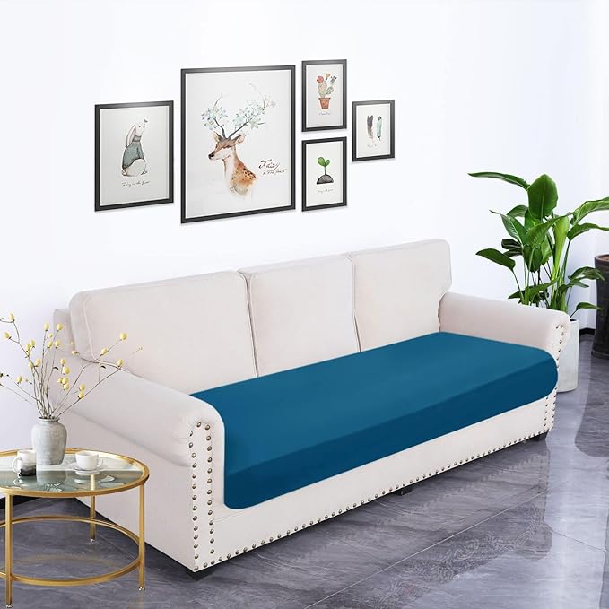 hyha Waterproof Couch Cushion Covers, Stretch Sofa Couch Seat Slipcover for Dog Washable, Non-Slip Waterproof Outdoor Cushion Covers for Patio Furniture Replacement (1 Piece for Large, Deep Teal)