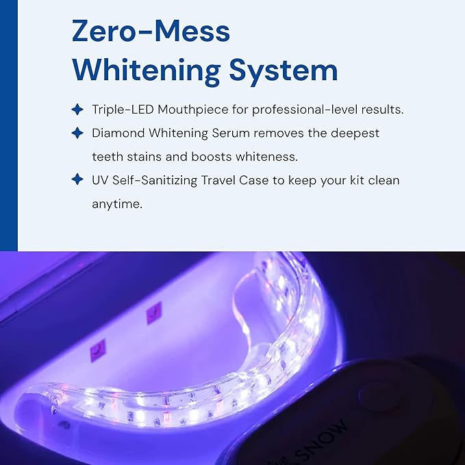 Snow Teeth Whitening Kit - Snow Teeth Whitening Serum and LED Mouthpiece Whitener, Formulated with Hydroxyapatite, Good for 2 Months - Wireless Kit with 1 Wand
